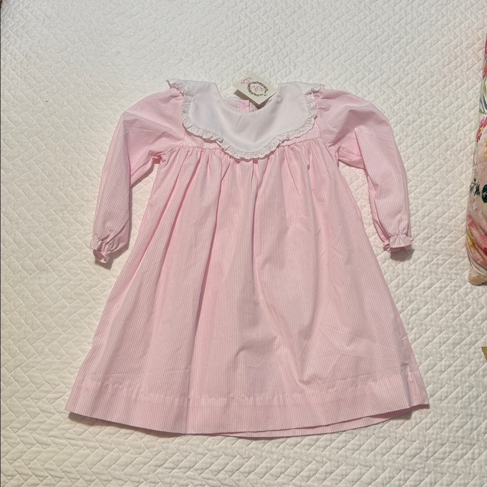 Pink Long Sleeve Kids Casual Dress